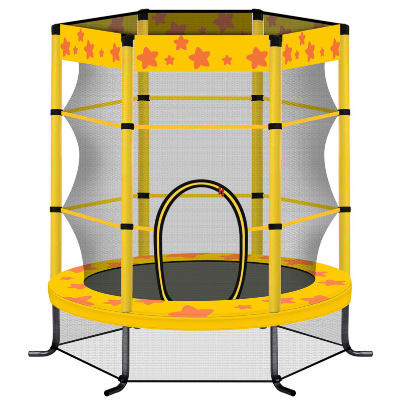 Trampoline pour enfants de 55 pouces avec filet de sécurité, trampoline intérieur pour enfants de 4,5 pi (jaune), Jaune