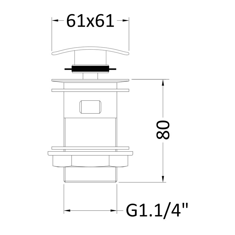 Wastes & Extras Square 6.5cm Push Button Waste
