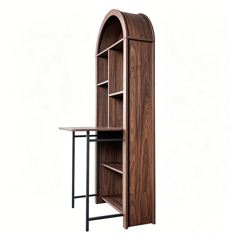 Bureau convertible convertible de bureau en bibliothèque, Brun
