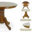 Ensemble de table de salle à manger 3 pièces, 2 chaises chaudes en bois massif de style classique avec table ronde à piédestal, ensemble de cuisine, coussins en cuir PU-1655915706