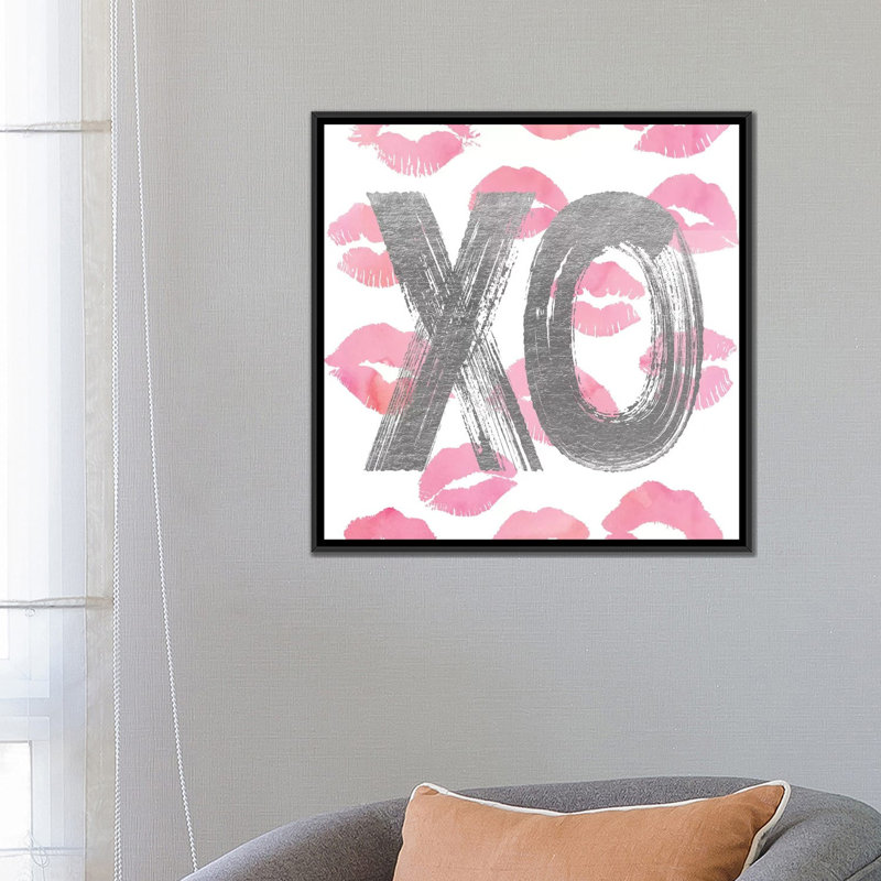 « love ox rose, square », impression sur toile tendue, H 18 po x l 18 po x P 1,5 po, Toile avec cadre noir, Pas de tapis