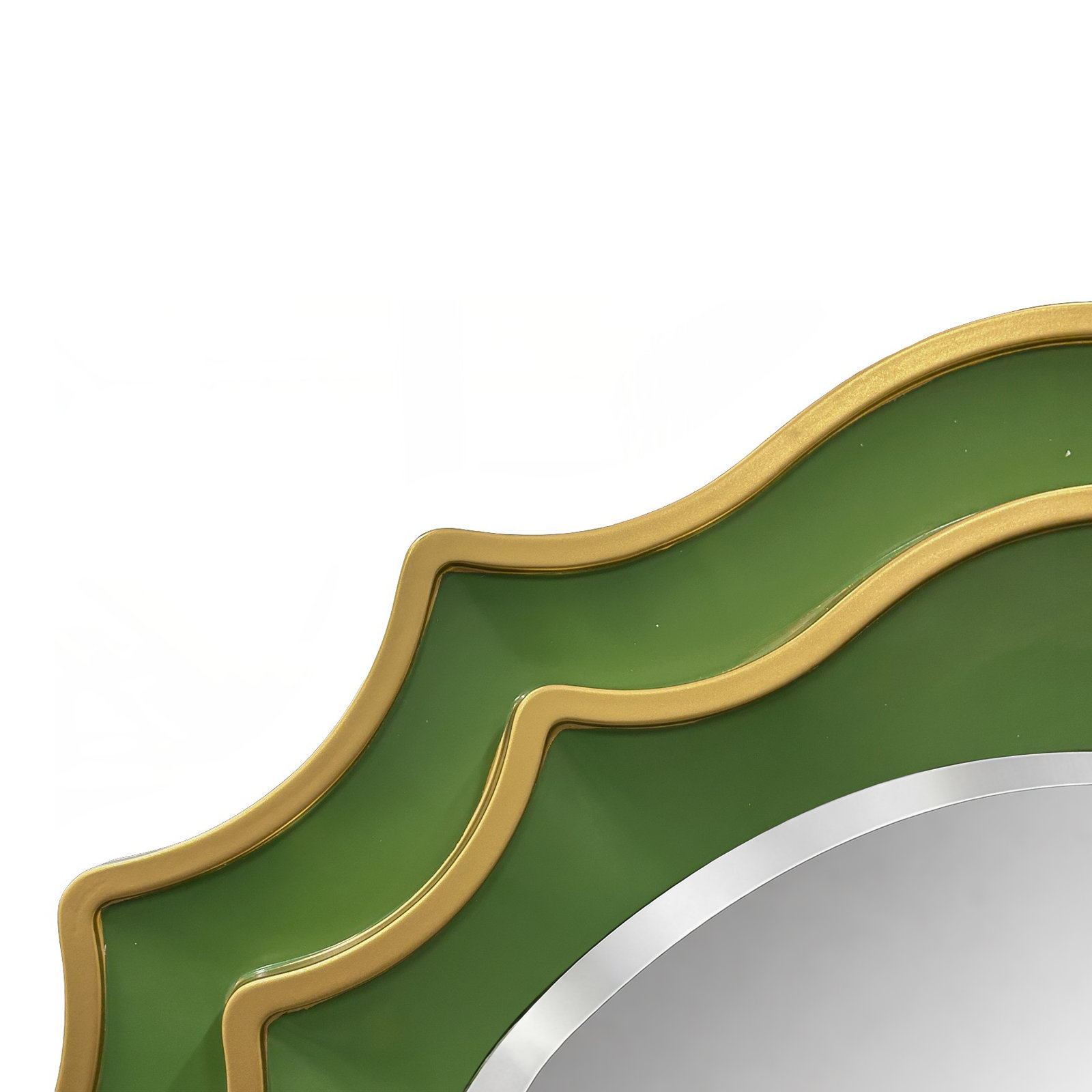 Ethan Round Scalloped Mirror Green, Green