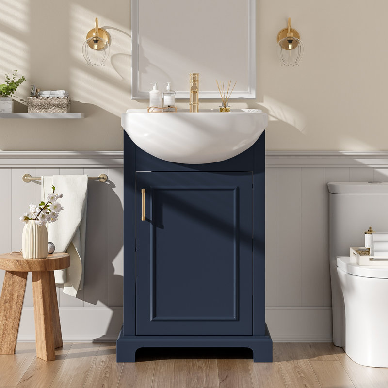 Meuble-lavabo de 20 po avec lavabo en céramique, Bleu