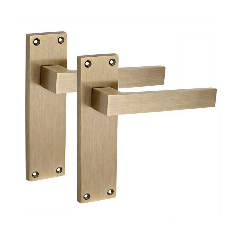 Golden Grace 6 Pairs Victorian Delta Scroll Interior Latch Door Handle on Backplate Antique Brass - 150mm x 40mm