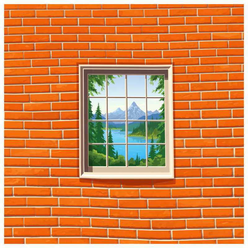 Brick Wall Window Shower Curtains Extra Long, 70in W x 72in H