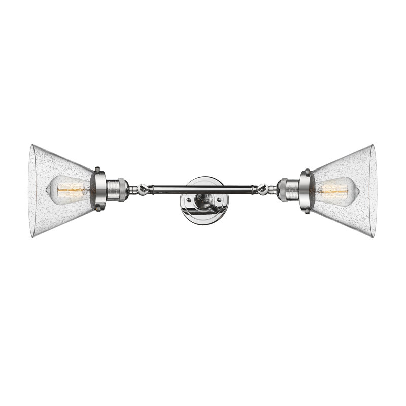 Cone 2 Light Bath Vanity Light, 6 Watt Vinage LED Bulb, Seedy, Polished Chrome