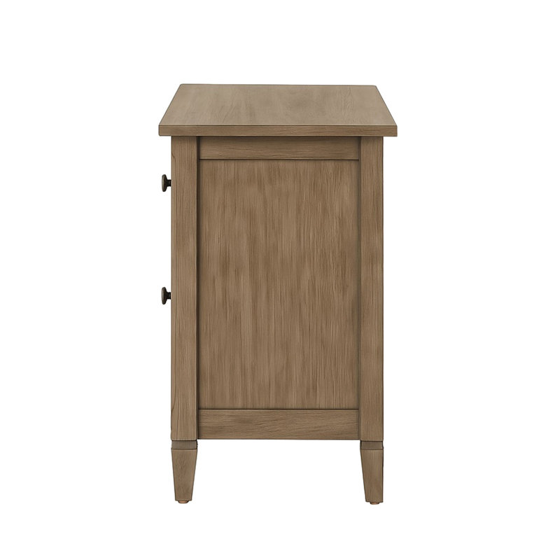 Wire-brushed Warm Gray 2 Nightstand, Round Pull , Solid Wood + , Great For Bedroom Storage, Compact Design Small Spaces, Grain Texture, 22.08 In Deep, 15.64 Wide, 24.3 High, 43.49 Lb Heavy