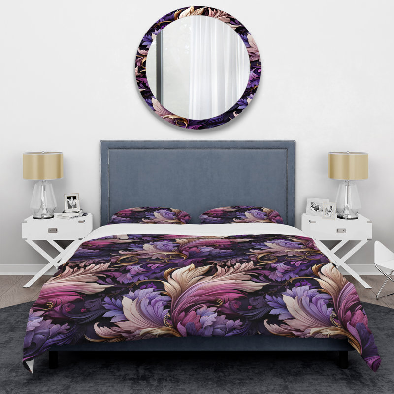 Ensemble de housse de couette Regal Feathered Elegance - Floral, Housse de couette simple + 1 taie décorative stan