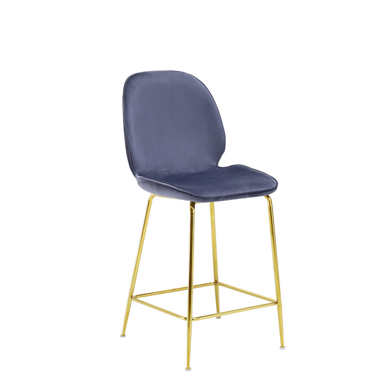 Darena Upholstered Counter Stool with Metal Frame, Gray, Counter Stool (24" Seat Height)