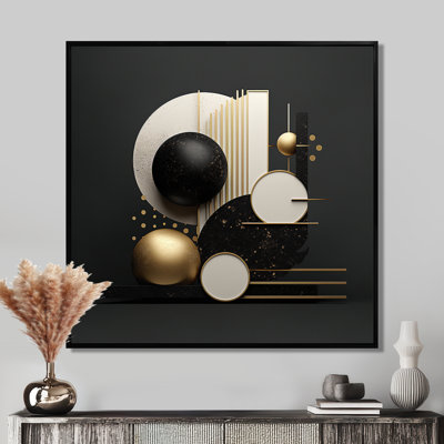 Zen Spheres Balance Gold And Black - Geometric Wall Art Decor