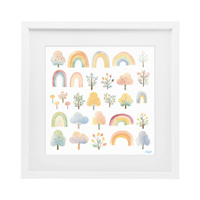 «Happy Rainbows & Foliage», reproduction sous verre encadrée, design par Roozbeh