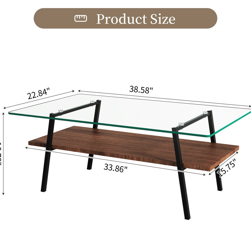 Table basse 3 places avec pieds en verre trempé et structure stable et transparente, idéale pour la maison. Pieds en fer robustes.