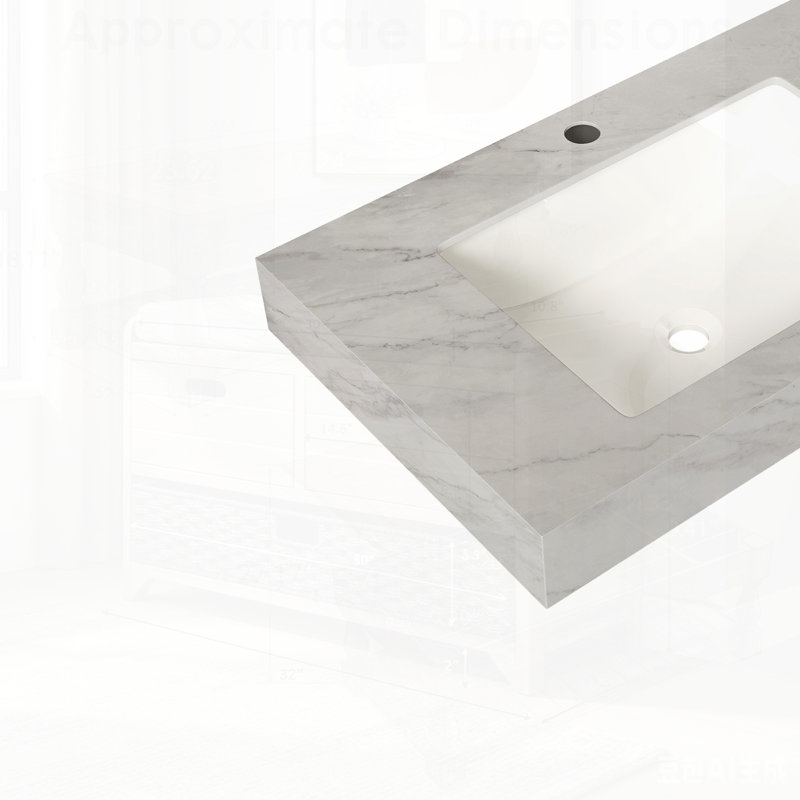 Durable Sintered Stone Top with Undermount Ceramic Basin, Scratch and Water Resistant, Suitable for Various Bathroom Vanities