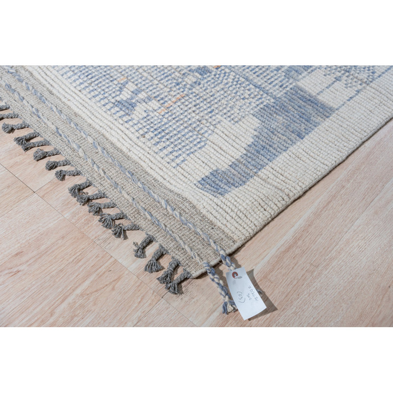 Markeia Ivory Hand-Knotted Wool Contemporary Transitional 5' x 9' Area Rug