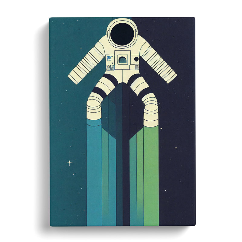 XC1022-3778X Retro Astronaut No.3 - Print on Canvas, Wrapped Canvas, 50cm H x 35cm W x 3cm D