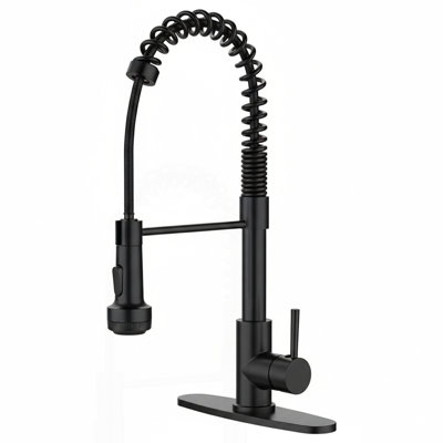Kitchen Faucet With Pull Down Sprayer And 4 Spraying Modes Single Handle Commercial Spring Kitchen Sink Faucet Matte Black 1 Or 3 Hole
