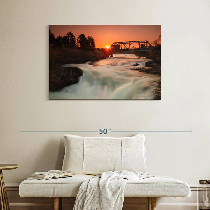 Spokane Falls At Sunset, 26" H x 39" W
