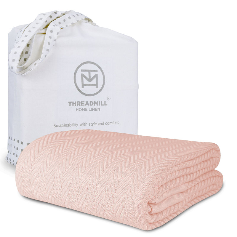 Couverture 100% coton à chevrons Threadmill, English Rose, Twin (68" x 92")