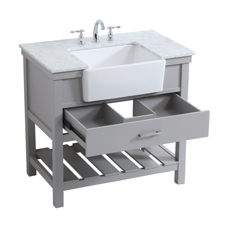 Meuble-lavabo simple 36 po Pelaghia, Gris