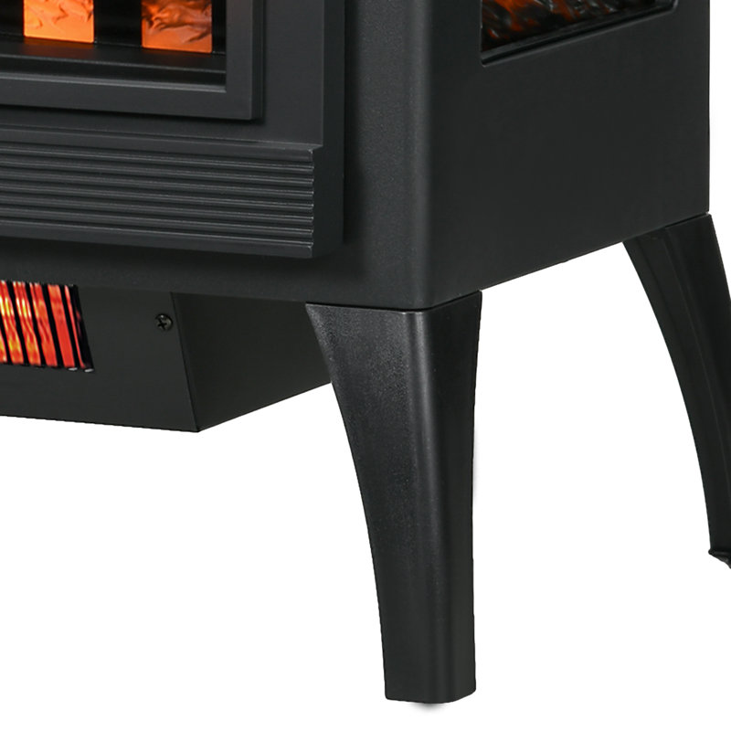 24" Freestanding Electric Fireplace Stove, Infrared Heater With Realistic Log Flame, Adjustable Temp, Overheat Protection, 1000w/1500w, Black - Ideal For Indoor Ambience & Zone Heating (161-269 Sq.ft)