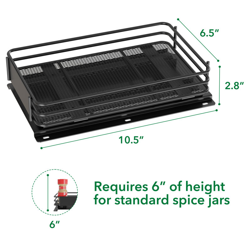 Rangement à épices à 1 niveau pour armoire, organisateur de cuisine coulissant robuste avec étiquettes et marqueur craie