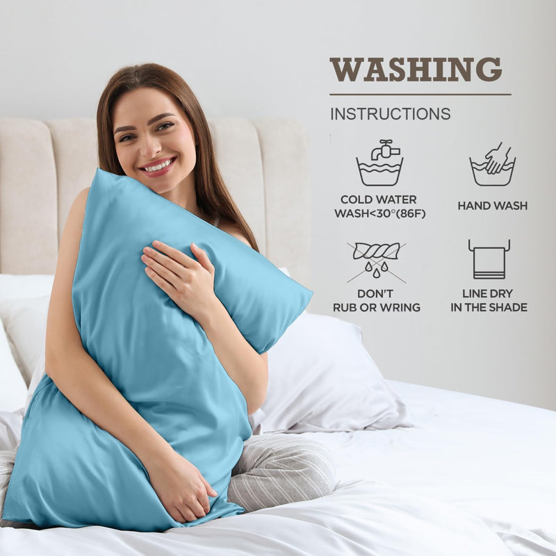 Taies d'oreiller luxueuses en soie avec fermeture à glissière cachée Luxe (ensemble de 2), Taies d'oreiller pour grand lit