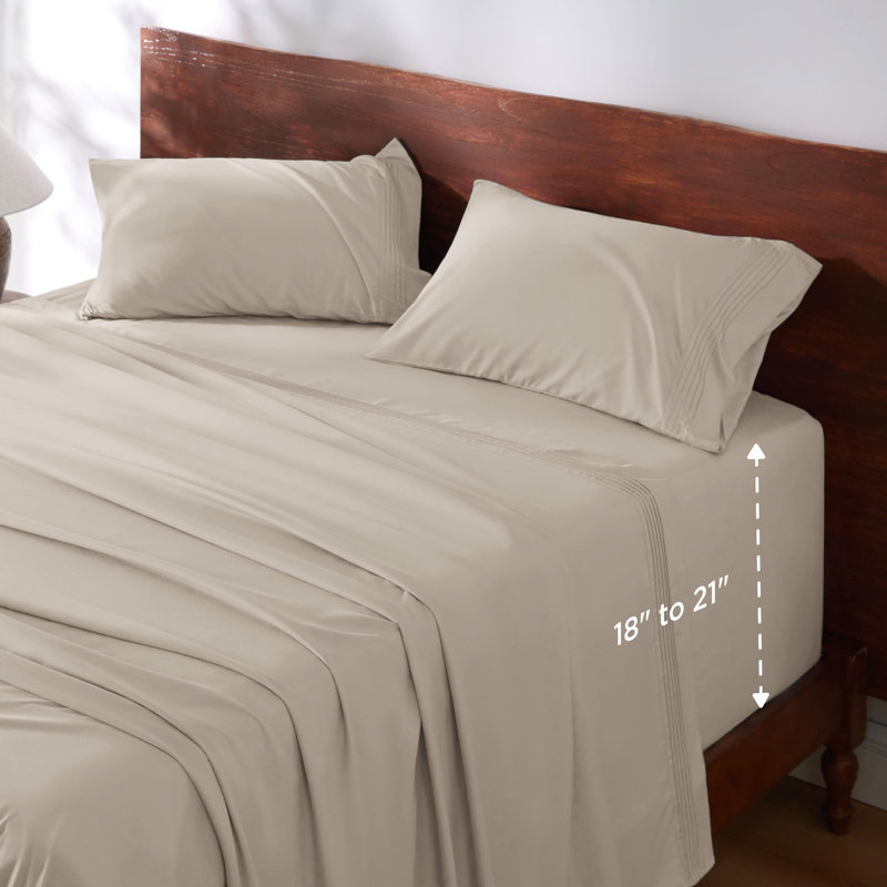 Bedsure Deep Pocket Sheet Set - Fits Mattresses Up to 21 Inches Thick -  GentleSoft Bed Sheet set, Moisture Wicking, Soft & Cooling Bed Sheet & Pillowcases, Easy & Secure Fit