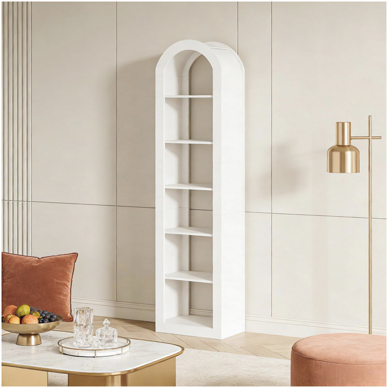Open Display Shelf,Arched Bookshelf,Bookcase, White