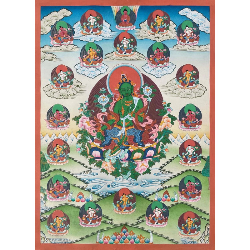 21 Tara Thangka vert (Brocadeless Thangka)