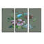 Fleurs de printemps mauves et turquoises - 3 pièces, reproduction sur toile flottante-1284436568-1284436567