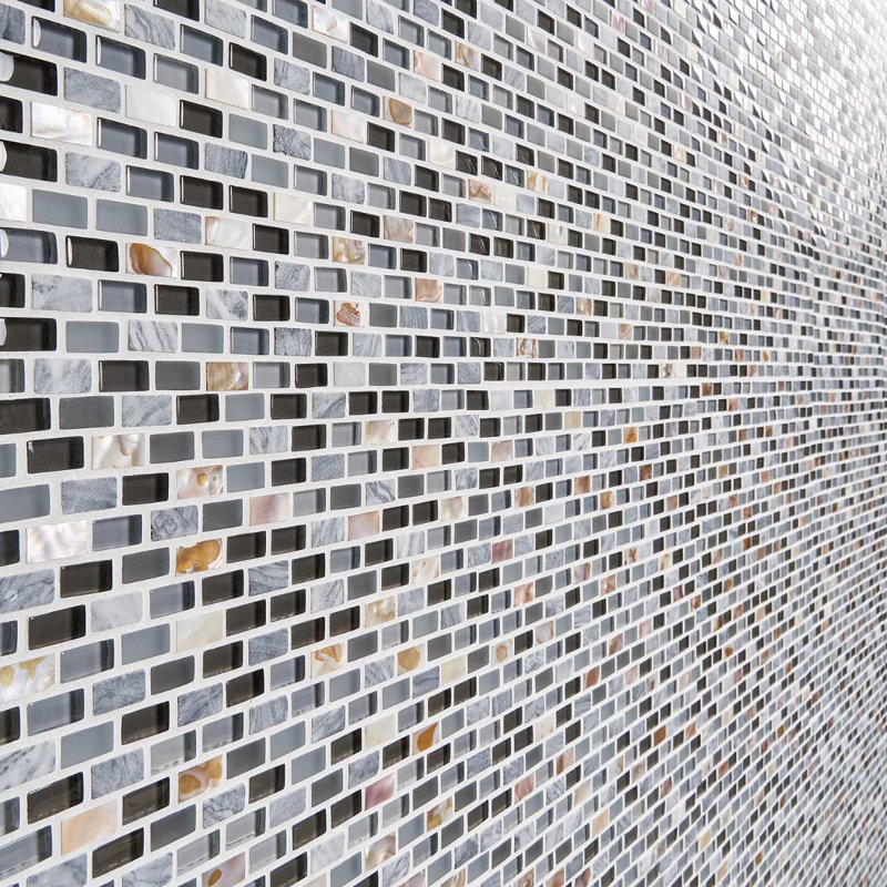 Paragon Mini Brick Marble & Glass Mosaic Tile, Surf Periwinkle Purple