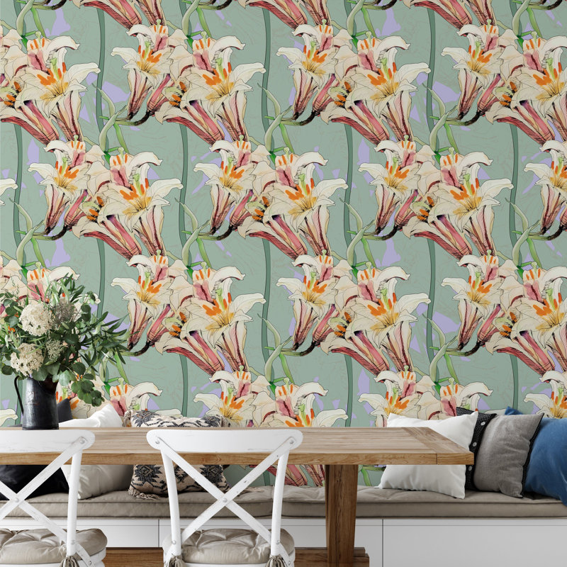 Lily Wallpaper Sage Green