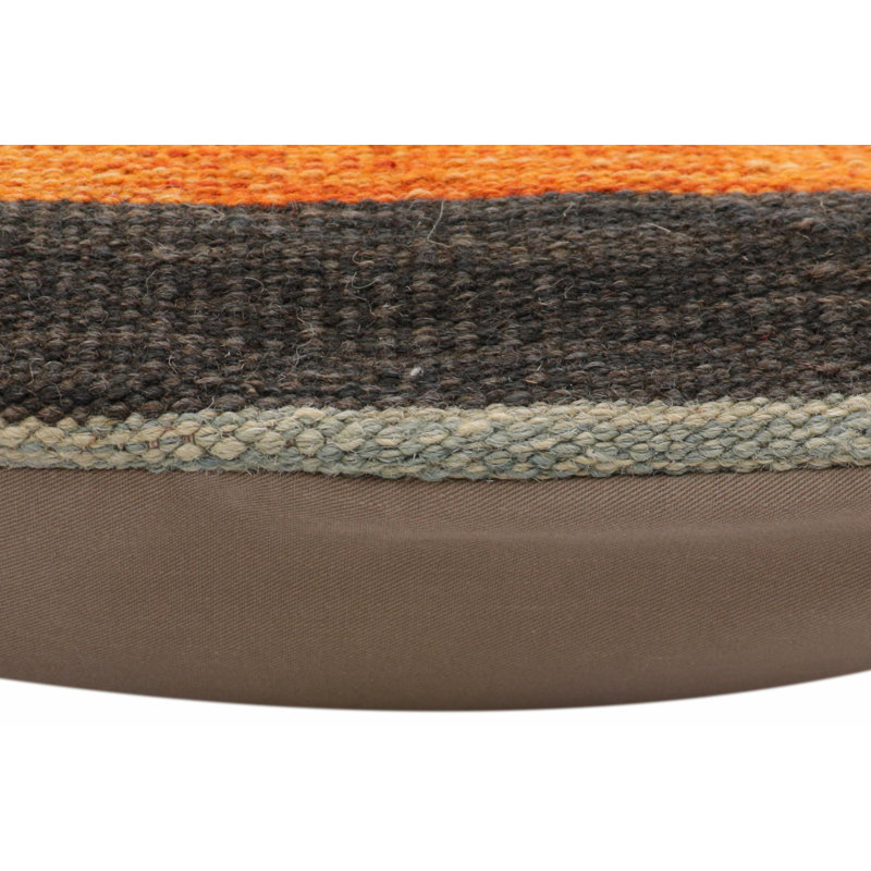 Coussin Kilim tissé à la main Modern Modern, Orange / noir, H 18 po x l 19 po