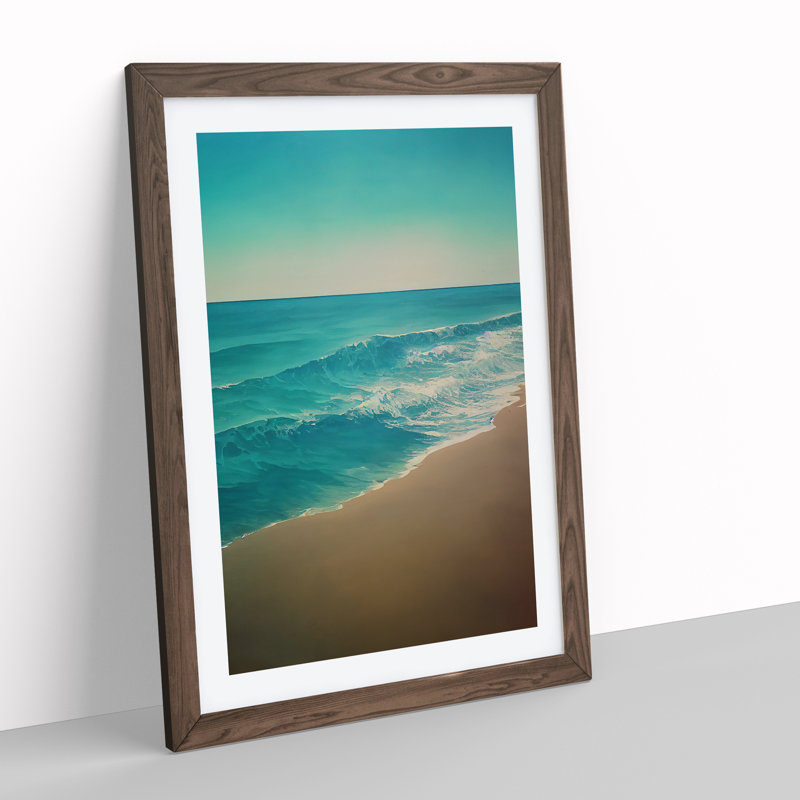 Calming Beach - Single Picture Frame Print, Walnut, 46cm H x 34cm W x 2cm D