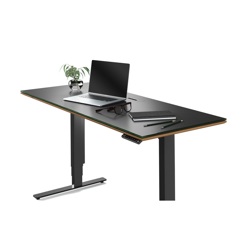 Sequel 20 Glass Writing Desk, Natural Walnut, 24" H x 66" W x 30" D
