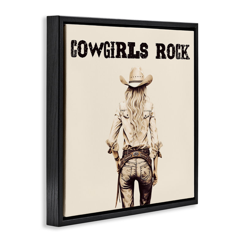 "Cowgirls Rock", art mural encadré flottant par Karen Smith, Cadre flottant noir de jais, H 25 po x l 25 po