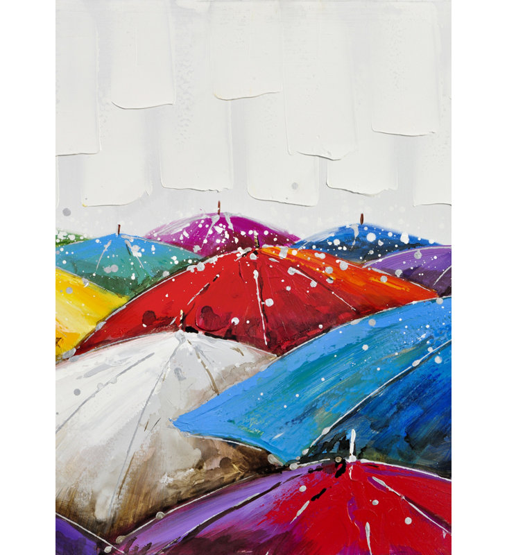 Parasols colorés - Toile bleue pour la décoration intérieure | Art vibrant