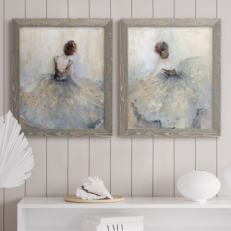 Beautiful Contemplation - ensemble de 2 reproductions d'art sur toile encadrées, H 20 po x l 34 po x P 1,5 po, Encadré gris