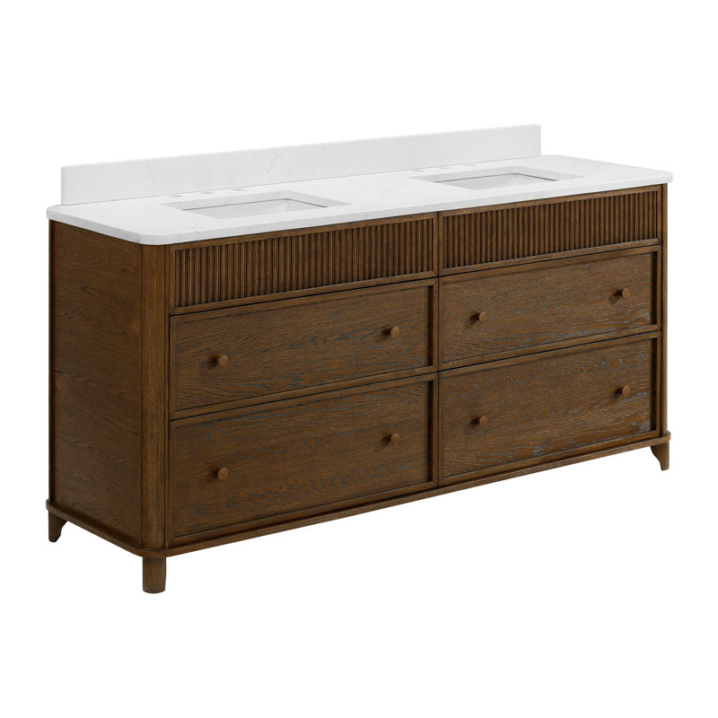 Meuble-lavabo 72 po avec comptoir Statuario, 72", Chêne brun rehaussé