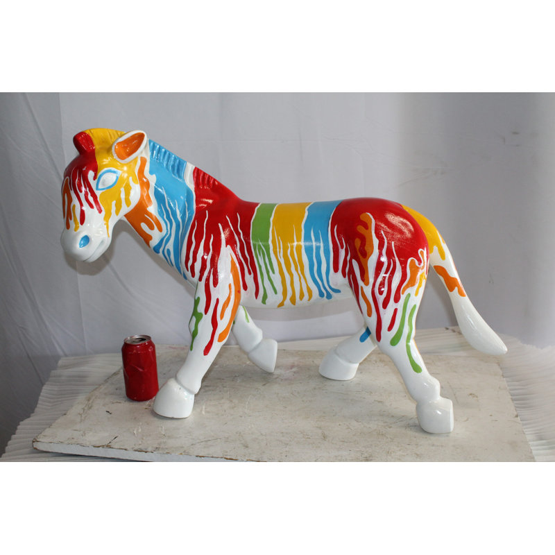 Nifao Collection A Burst of Color Dripping Paint Fiberglass Donkey Statue 33" x 11" x 21"H