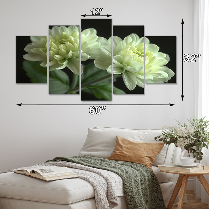 «Green Monicolom Mums Flowers Bouquet» - ensemble d'art mural de mamans