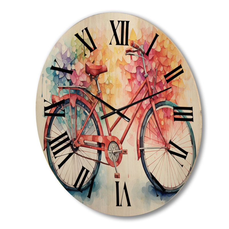 Horloge murale surdimensionnée en bicyclette avec pédales harmonieuses Pointillism II, Petit