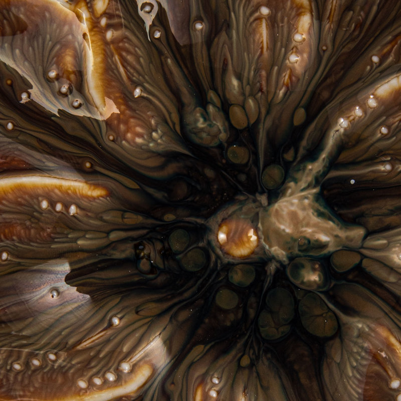 Small Stoneware Flower Plate with Rustic Glaze