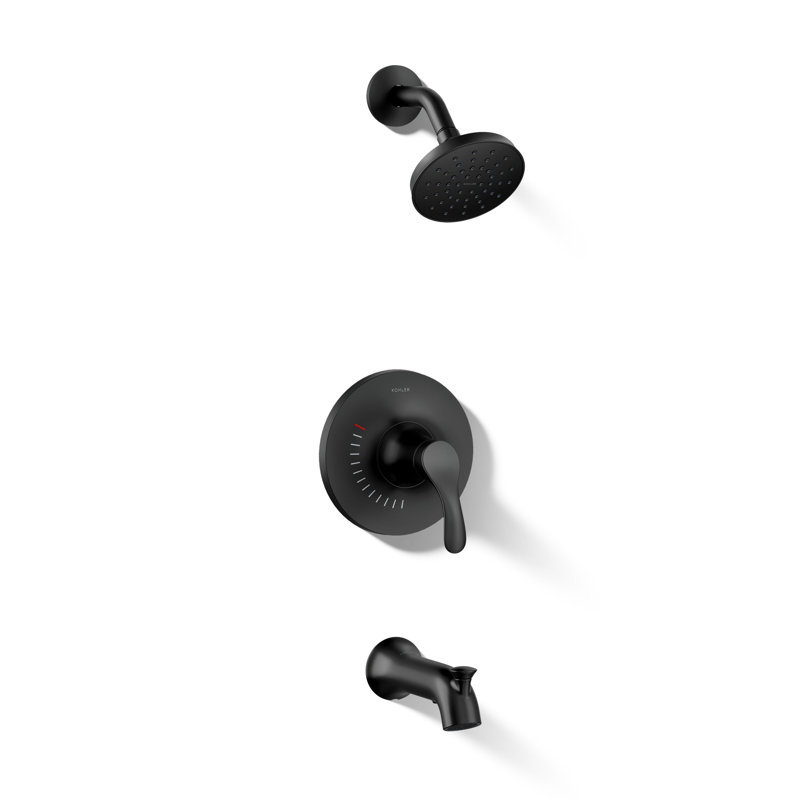 Ensemble de garniture de robinet de douche et de baignoire à pression équilibrée Simplice Rite-Temp, 1,75 gal / min, Noir mat