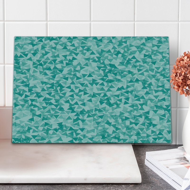Ambesonne Turquoise Cutting Board Large Size Modern Triangles Turquoise Teal