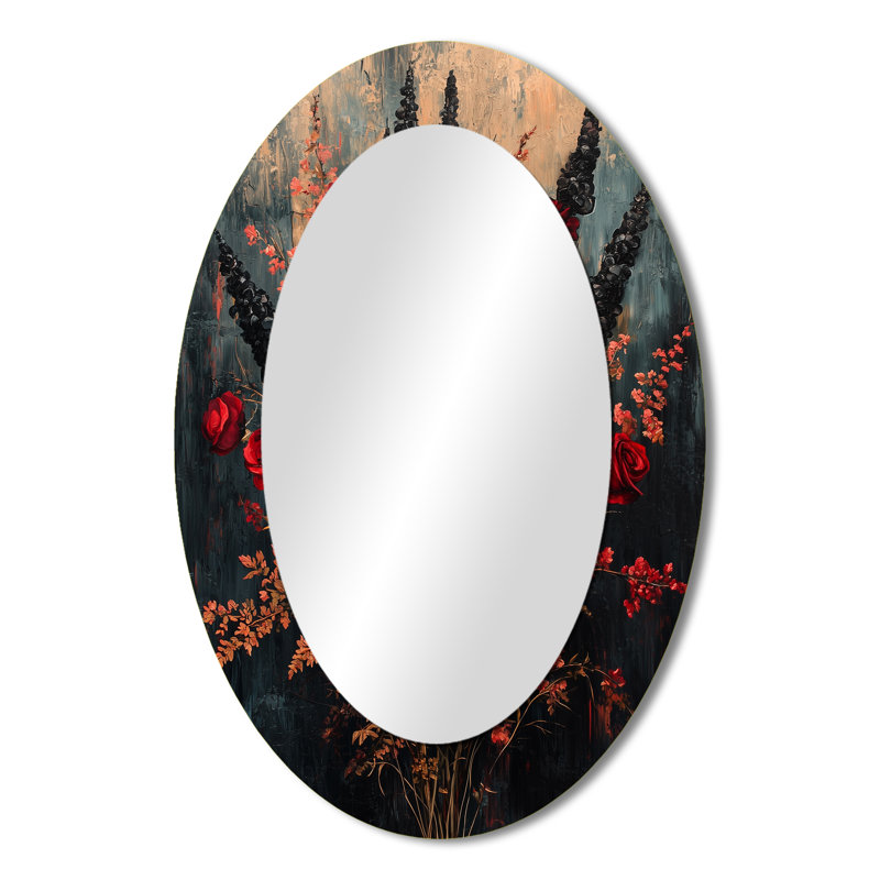 Abstrait abstrait bouquet de roses gothique foncé I - Miroir mural moderne, 36 po x 24 po