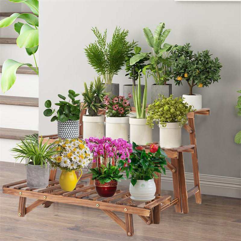 3 Tier Ladder Wood Plant Stand Step Garden Display Shelf Indoor Outdoor Flower Pot Rack
