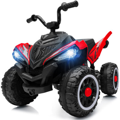 Outfunny 24V Kids ATV 4 Wheeler, Kids Ride On Toy w/Music, USB Port & Spring Suspension- Red