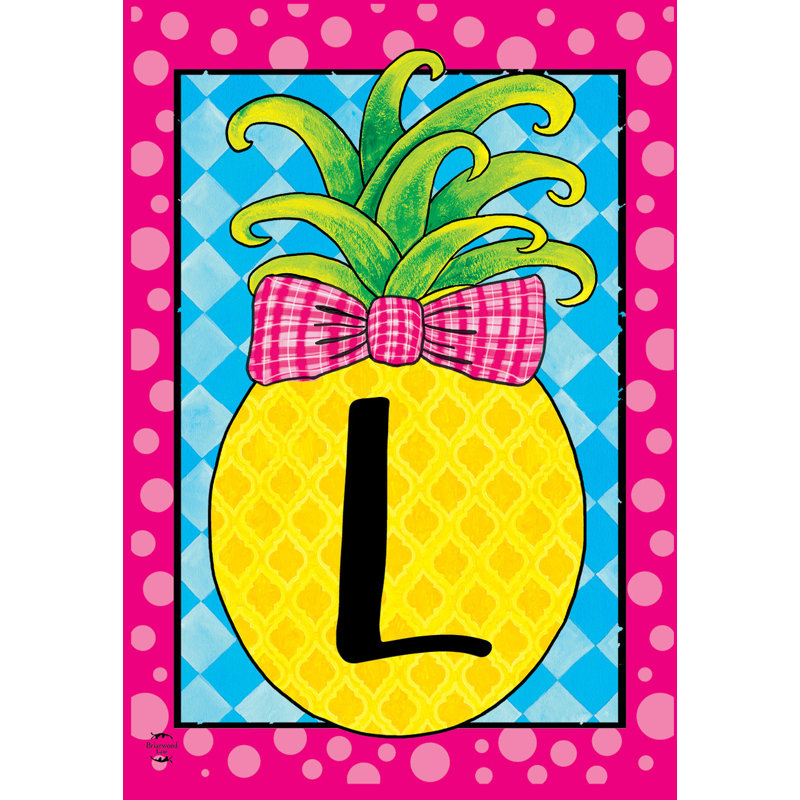 Pineapple Monogram Letter L Garden Flag