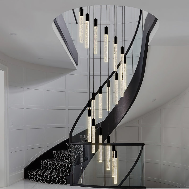 Luminaire suspendu moderne en cristal noir à 20 lumières / 30 lumières DEL